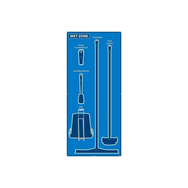 Nmc National Marker Wet Zone Shadow Board, Blue/Blue, 68 X 30, Aluminum - SB115AL - main